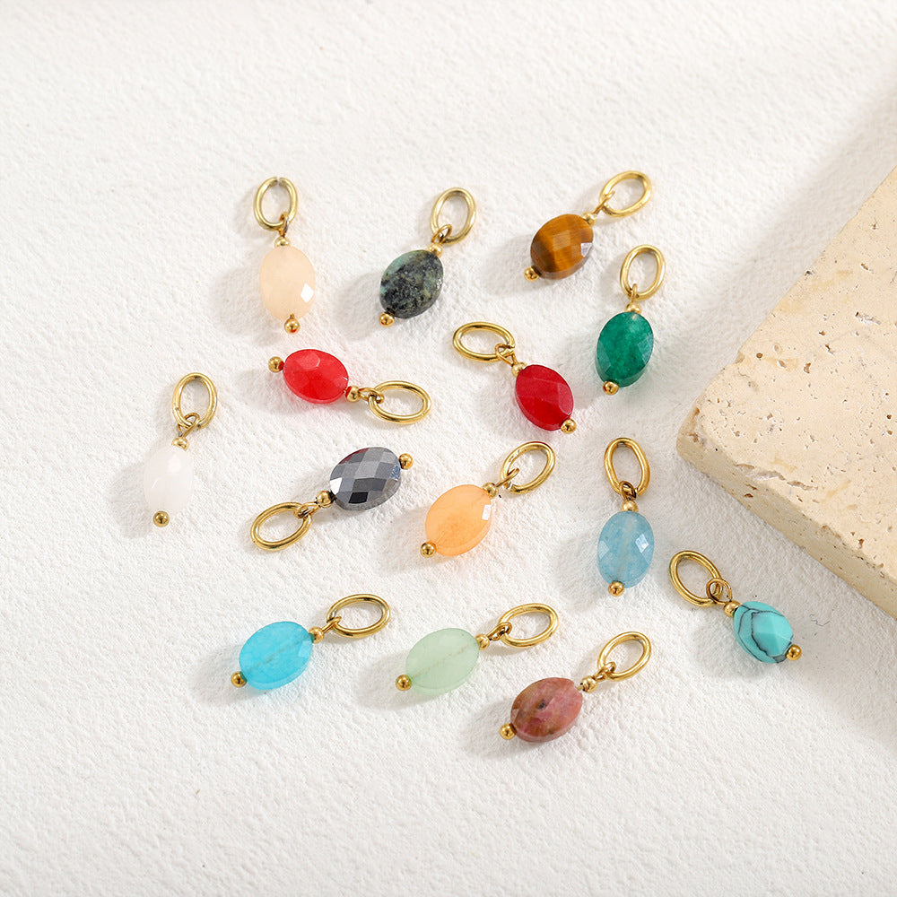 Wholesale DIY pendant accessories 14 color natural stone accessories