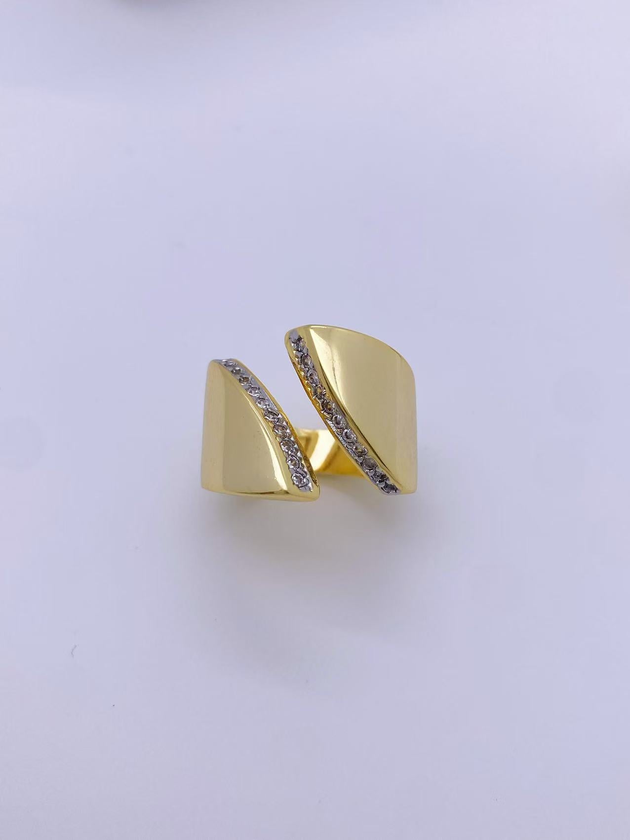 Wholesale Personality Titanium Steel Gold Plated Irregular Geometry Diamond Opening Ring