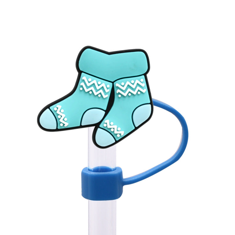 Wholesale Random 100pcs Winter Series 8/10mm PVC Soft Straw Tube Cap