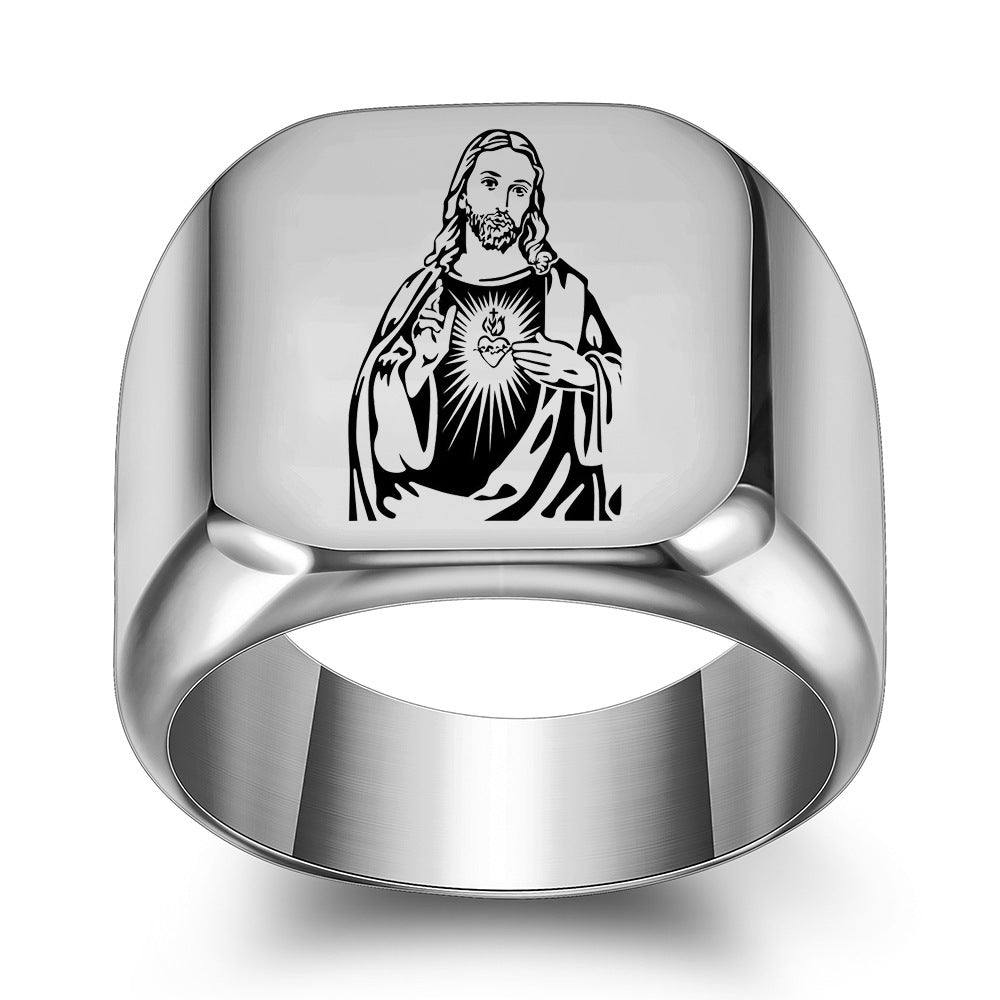 Wholesale Square Polished Titanium Steel Rings ACC-RS-ZhongZhe002