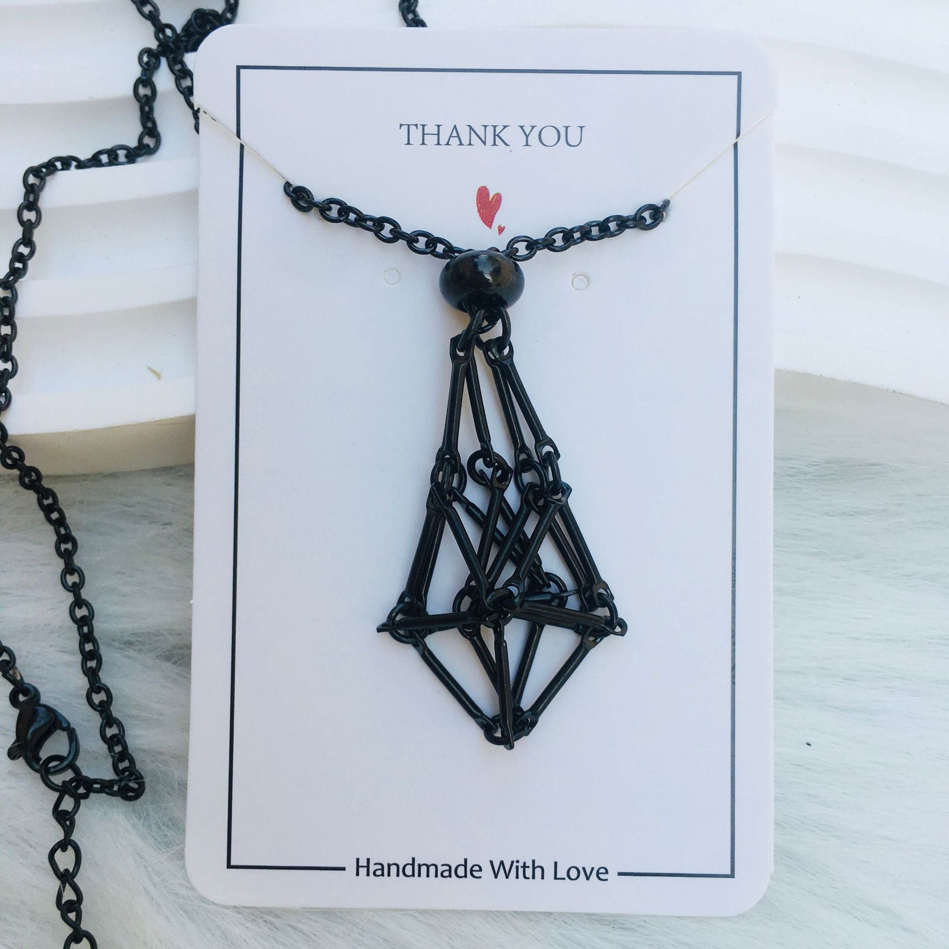 Wholesale Natural Stone Crystal Stainless Steel Bamboo Adjustable Hand Woven Net Pocket Necklace ACC-NE-RongGuan006