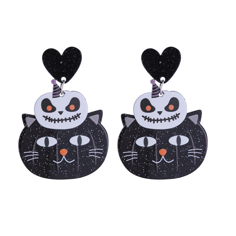 Wholesale Halloween pumpkin cat ghost earrings
