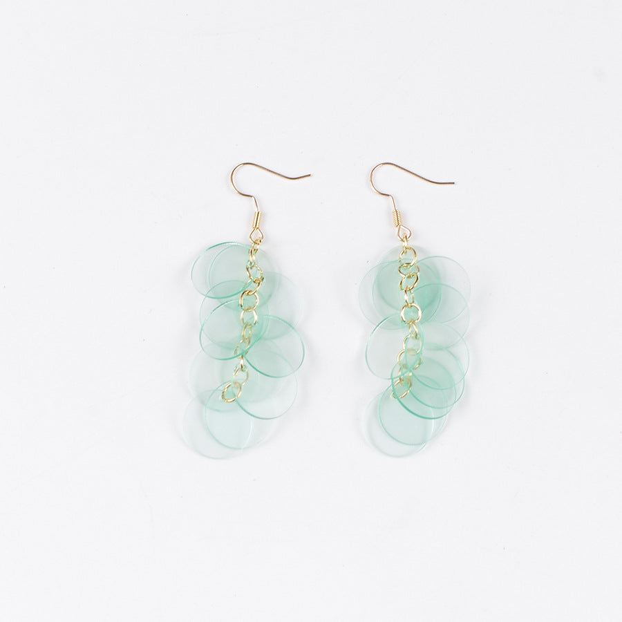 Wholesale  seaside holiday style transparent color round tassel earrings