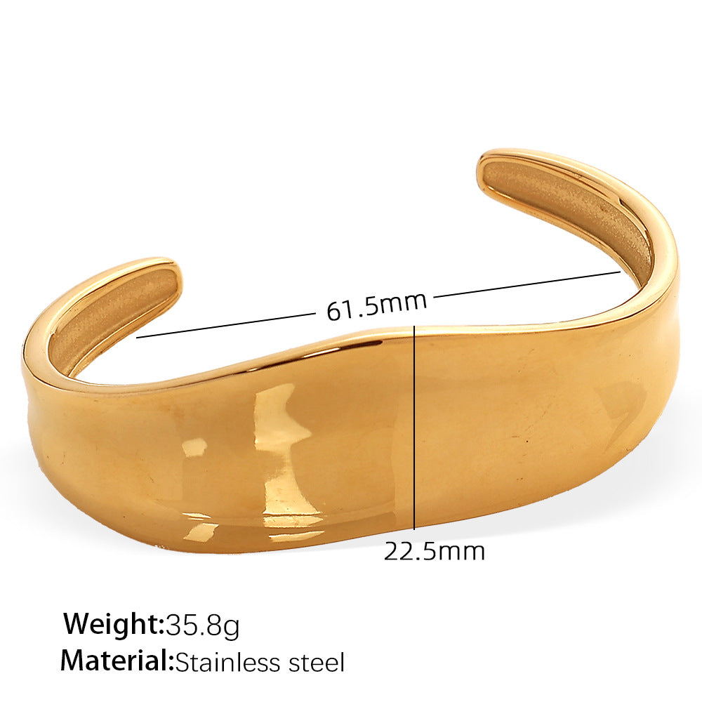 Wholesale  Exaggerated Stainless Steel Line Opening Bracelet