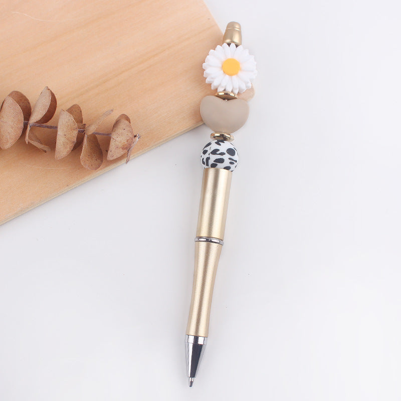 Wholesale beaded pen creative DIY cartoon daisy love silicone gum beaded pen