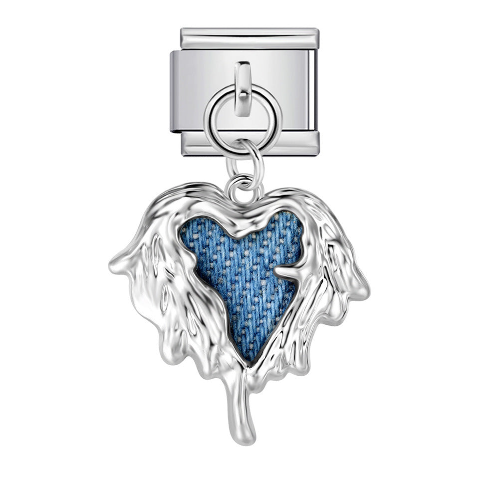 Wholesale  Italian Charm Bracelet 9mm DIY blue-black pendant Creative Stainless Steel Composable Bracelet