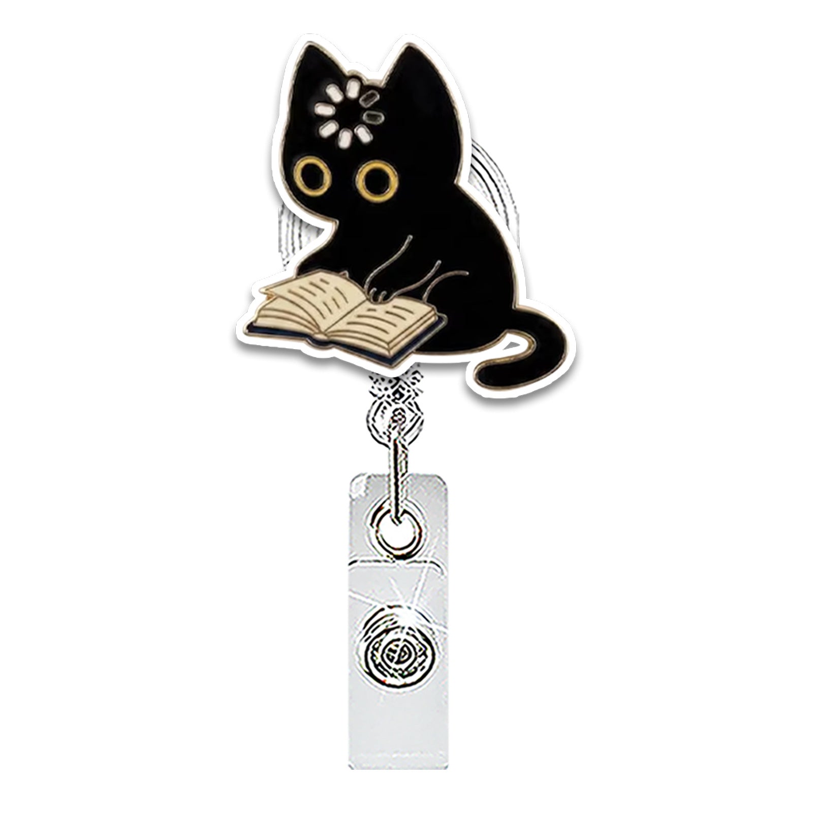 Wholesale Chic Acrylic Black Cat Flower Retractable Badge Reel for Nurse ID Card Holder