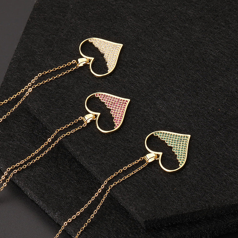 Wholesale Heart Micro Inlaid Colorful Zircon Clavicle Necklaces Choker Necklace ACC-NE-SY013