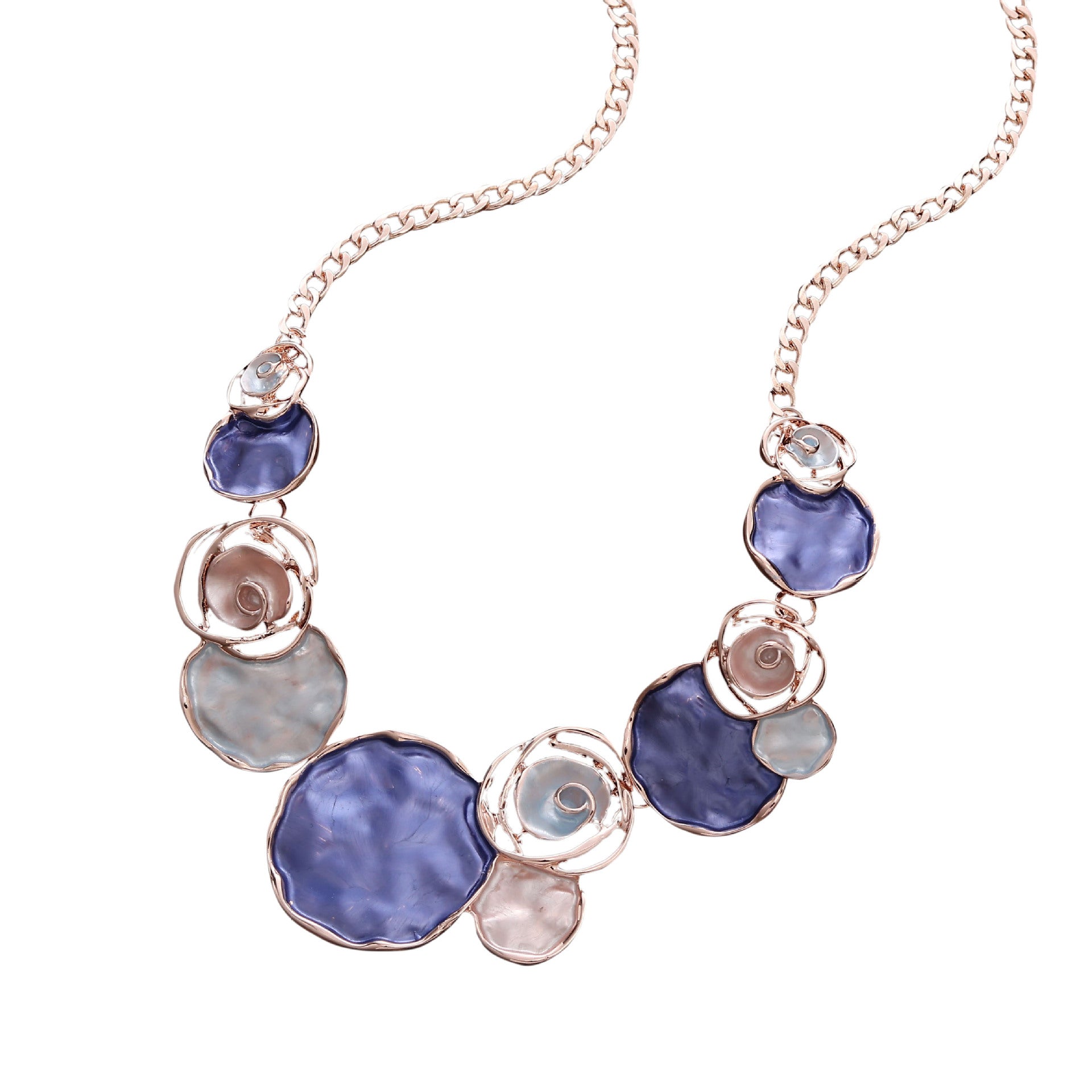 Wholesale  color painting oil rose necklace geometric hollow rose color necklace