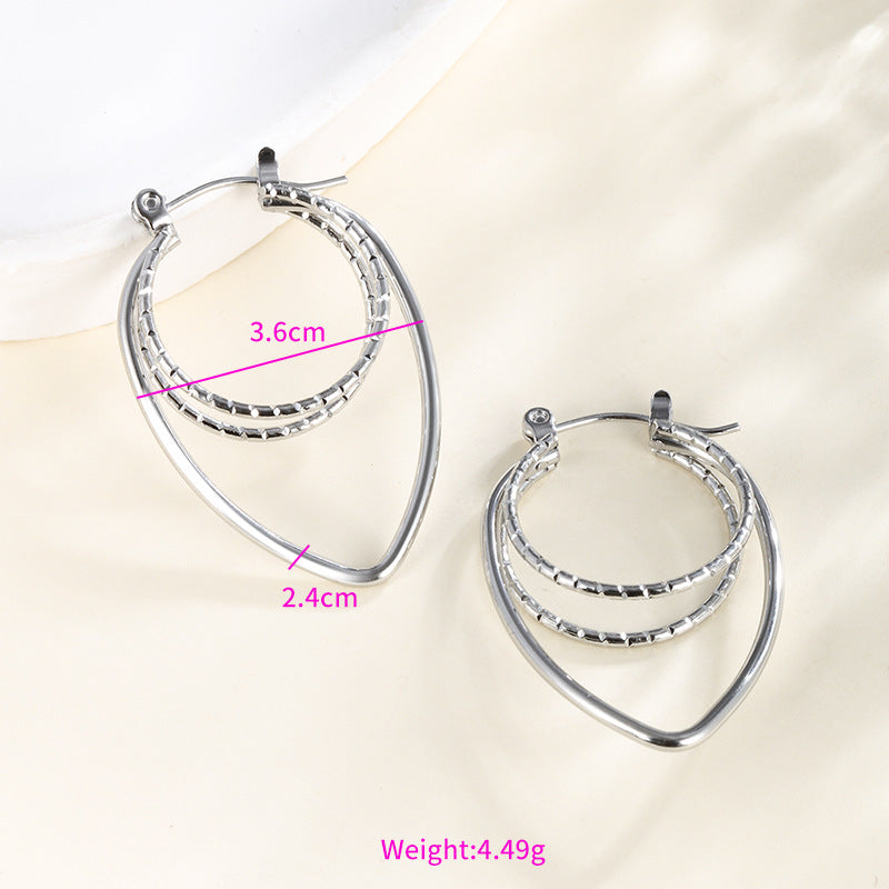 Wholesale Stainless steel heart-shaped large circle earrings