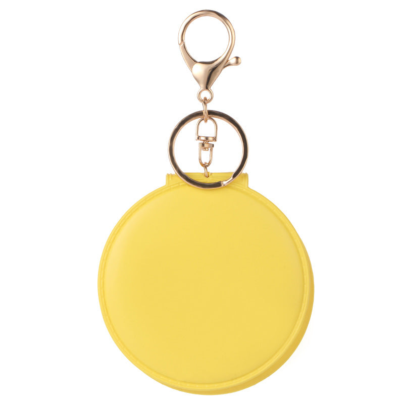 Wholesale Trendy PVC Folding Keychain Mirror Portable Round Makeup Mirror Compact Key Ring Gift Boutique Resale