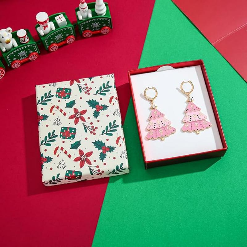 Wholesale Pink Girls Christmas Tree Earrings