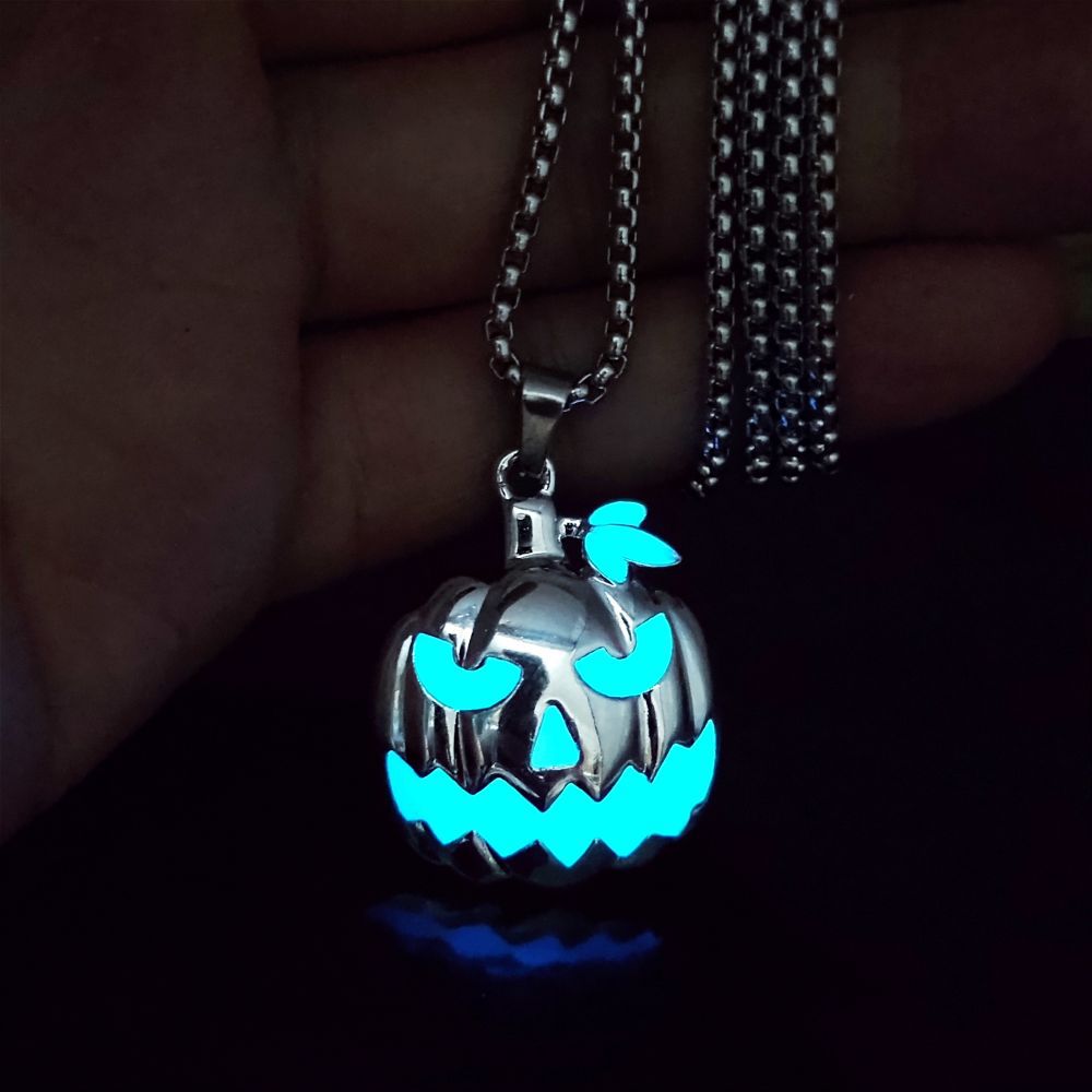 Wholesale   ghost festival accessories luminous pumpkin pendant  necklace