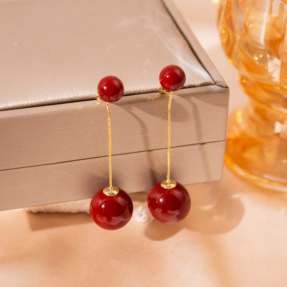 Wholesale long pearl tassel earrings  elegant earrings