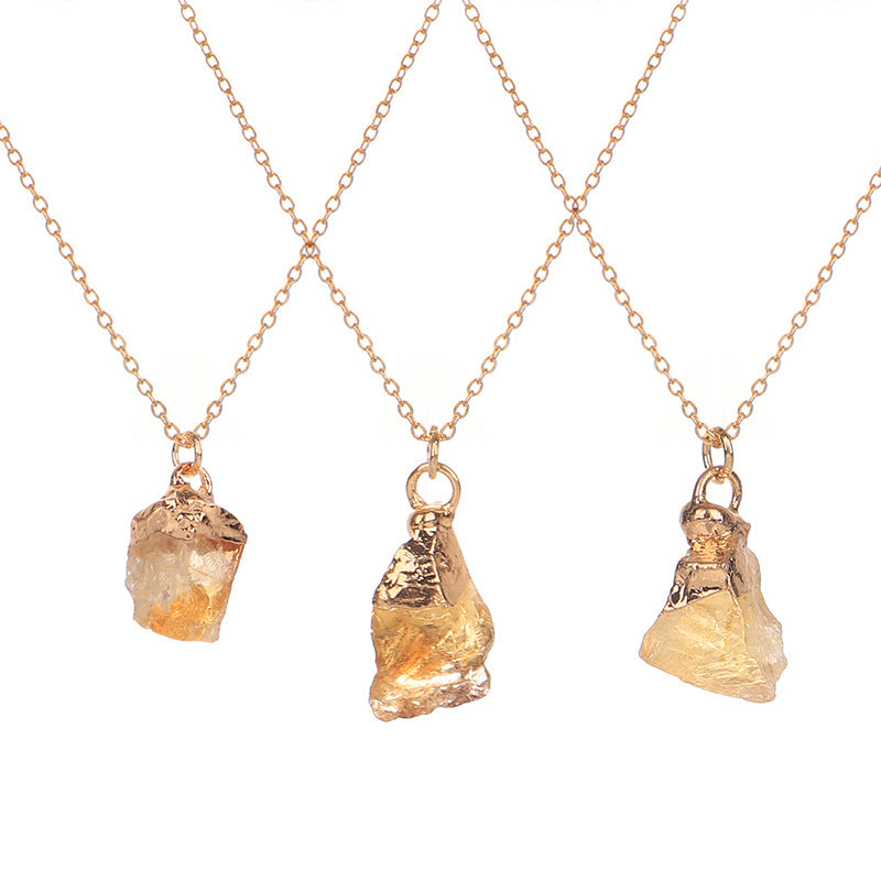 Wholesale Colored Natural Stone Irregular Birthstone Crystal Alloy Necklace ACC-NE-ZhuangZ005