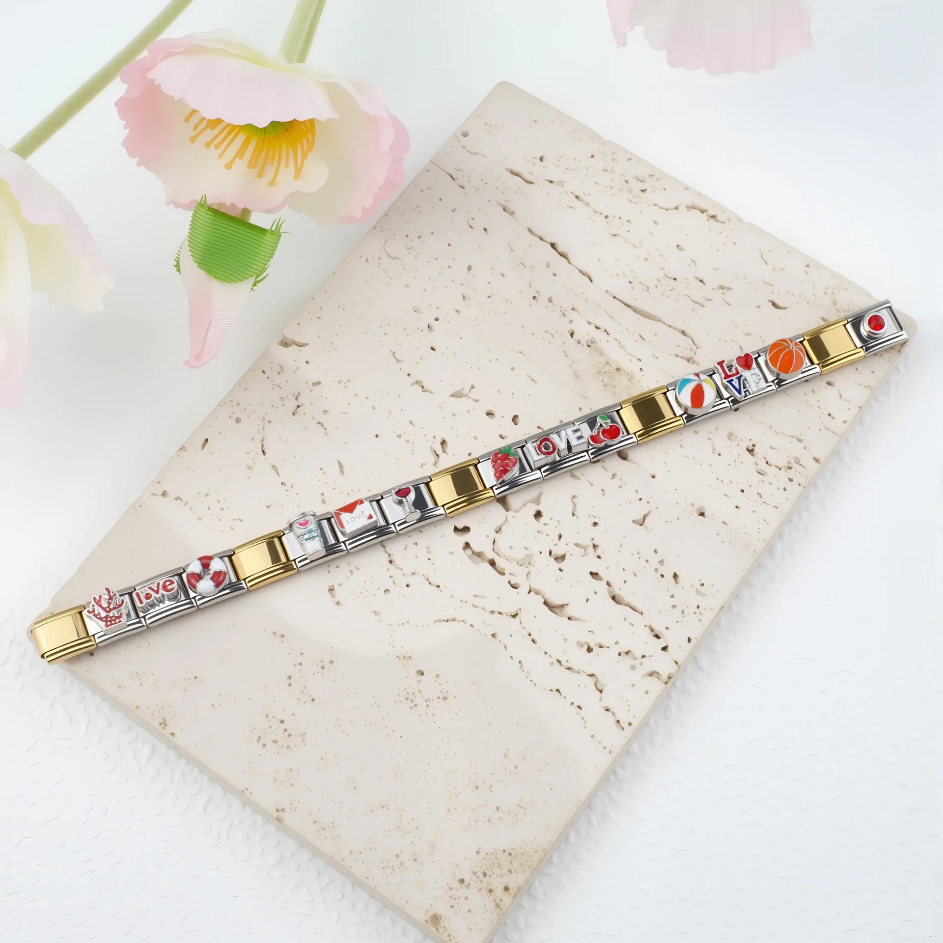 Wholesale Italian Charm Bracelet 9mm DIY Splicing Color Stainless Steel Composable Bracelet