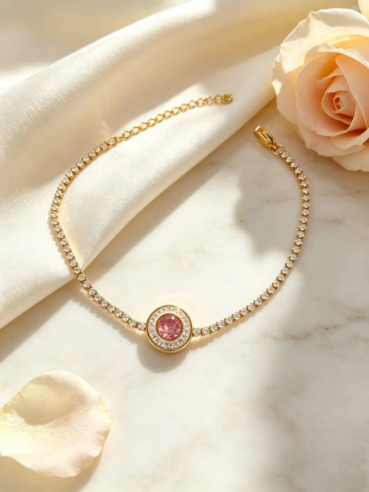 Wholesale Boutique Titanium Steel Zircon Bracelet Colorful Round Stones Unisex Gift