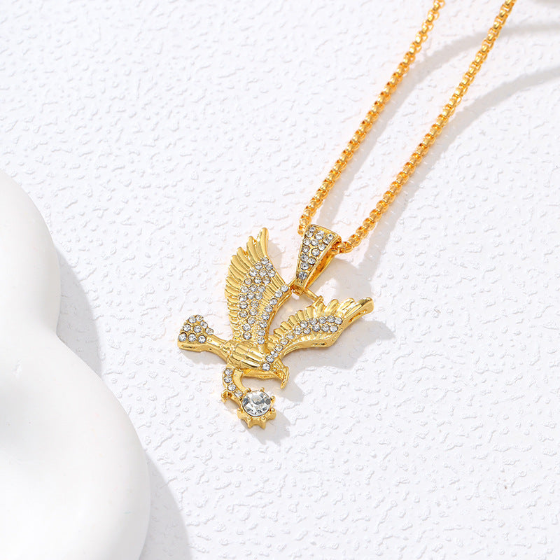 Wholesale Eagle Hip Hop Men's Necklace Micro-Inlaid Zirconia Pendant ACC-NE-YunJin002