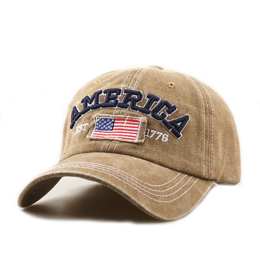 Wholesale Trendy American Flag Embroidered Baseball Cap,  Solid Black Unisex Sun Protection Hat,  Fashion Boutique Resale Gift