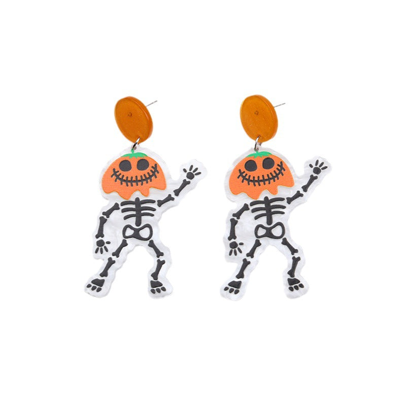 Wholesale  Halloween Earrings  Personalized Acrylic Pumpkin Skull Flower Ghost Earrings