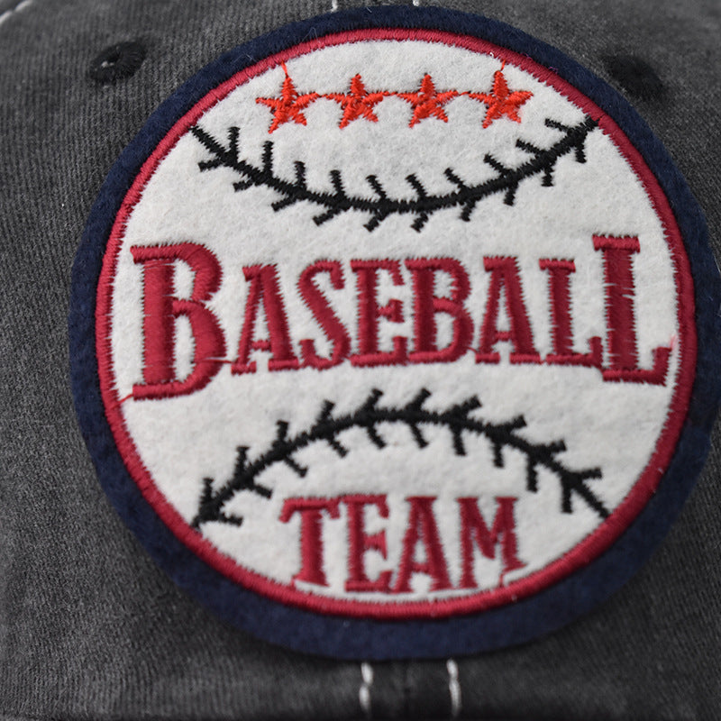 Wholesale Basketball Embroidery Washed Cotton Baseball Cap Adjustable Outdoor Sun Hat For Summer Trendy Vintage Look