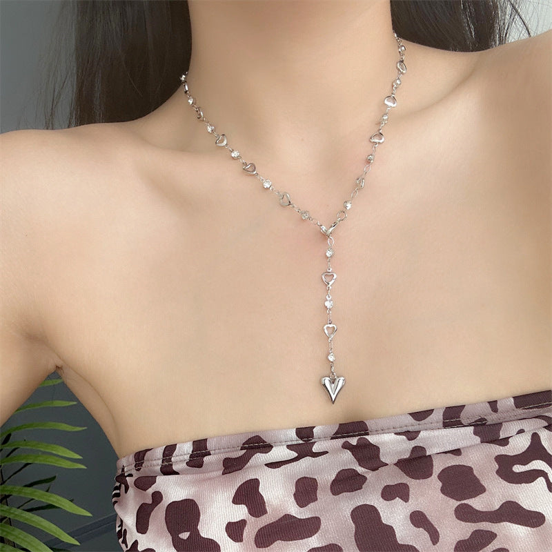 Großhandel kontrastierende Farbnähen Herz Anhänger Quastenkette