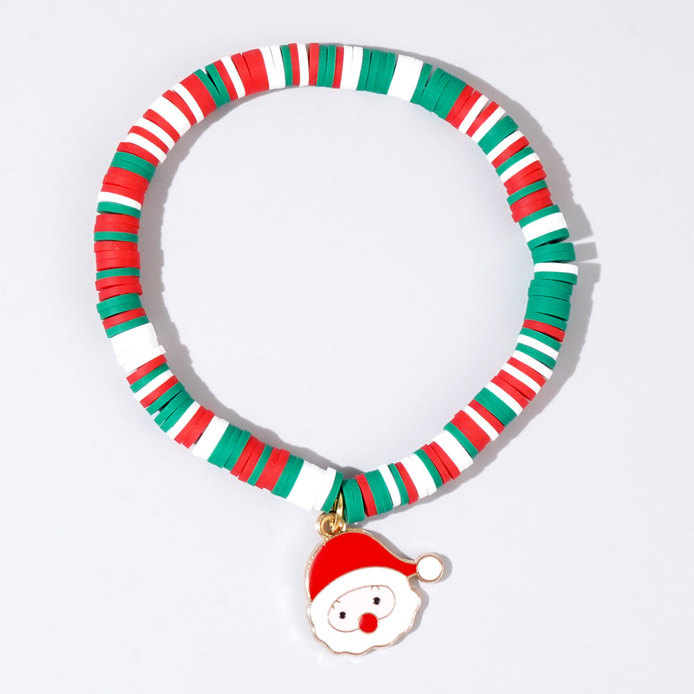 Wholesale Christmas Alphabet Apple Copper Beads Ceramic Beaded Bracelet Set ACC-BT- GWL001