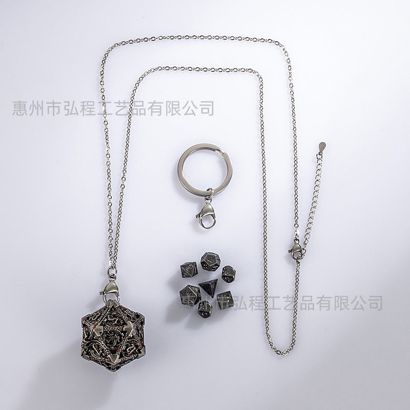Wholesale Mini Metal Hollow Dice Pendant Set Necklaces ACC-NE-HongC001