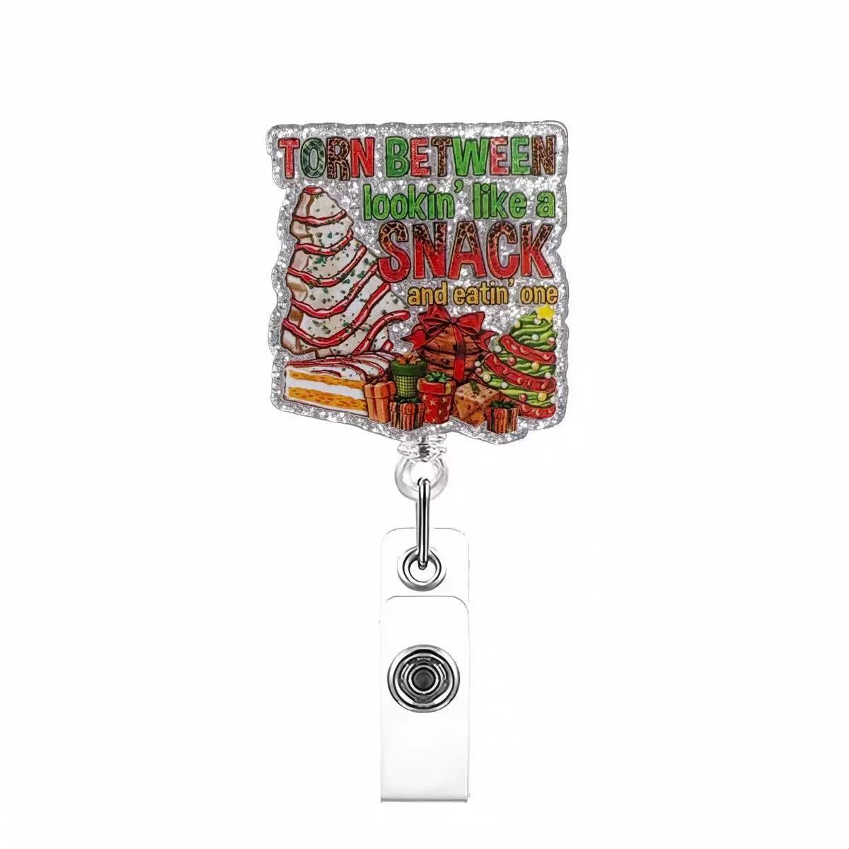 Wholesale acrylic Christmas office staff name tag retractable badge