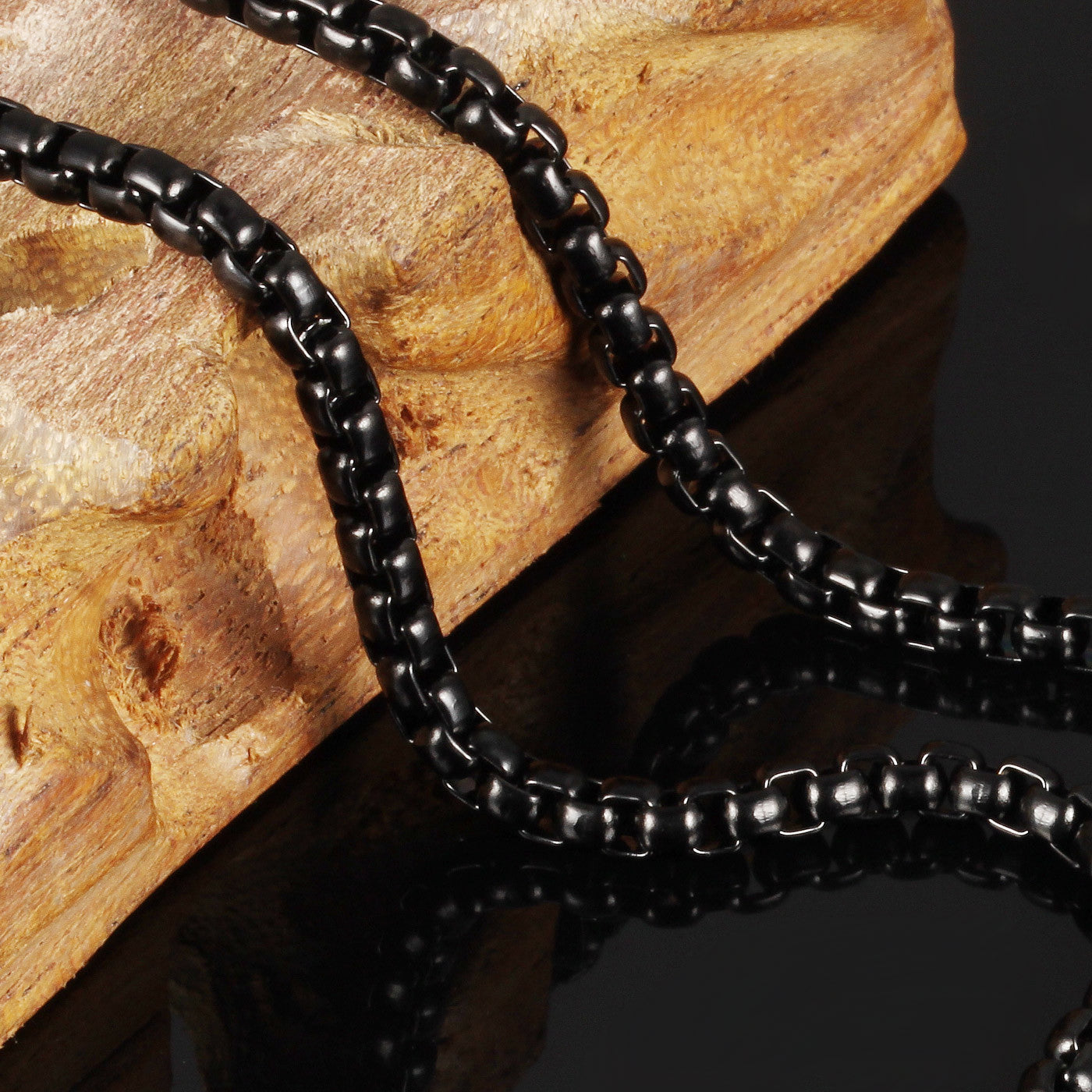 Wholesale  Men's Necklace Square Pearl Chain Surface Polished Necklaces