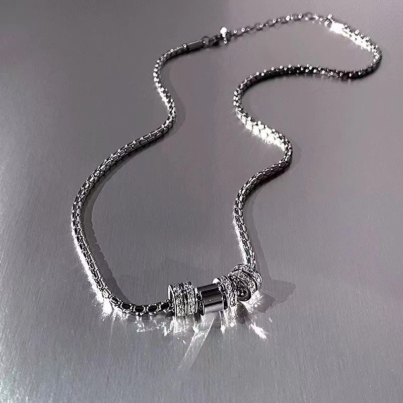 Wholesale Sparkling Diamond Ring Necklace Collarbone Necklace Choker Necklace Titanium Steel ACC-NE-NS010