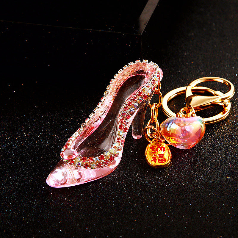 Wholesale Diamond Crystal High Heels Metal Keychain ACC-KC-RuiYuan006