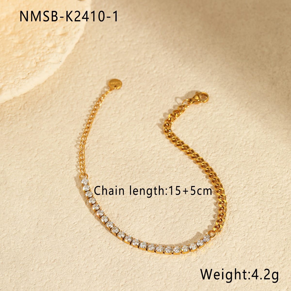 Wholesale  simple inlaid zircon necklace strip stainless steel plated 18K gold high-grade bracelet