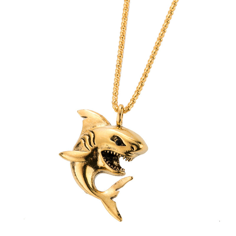 Wholesale Dark Style Alloy Shark Pendant Necklace