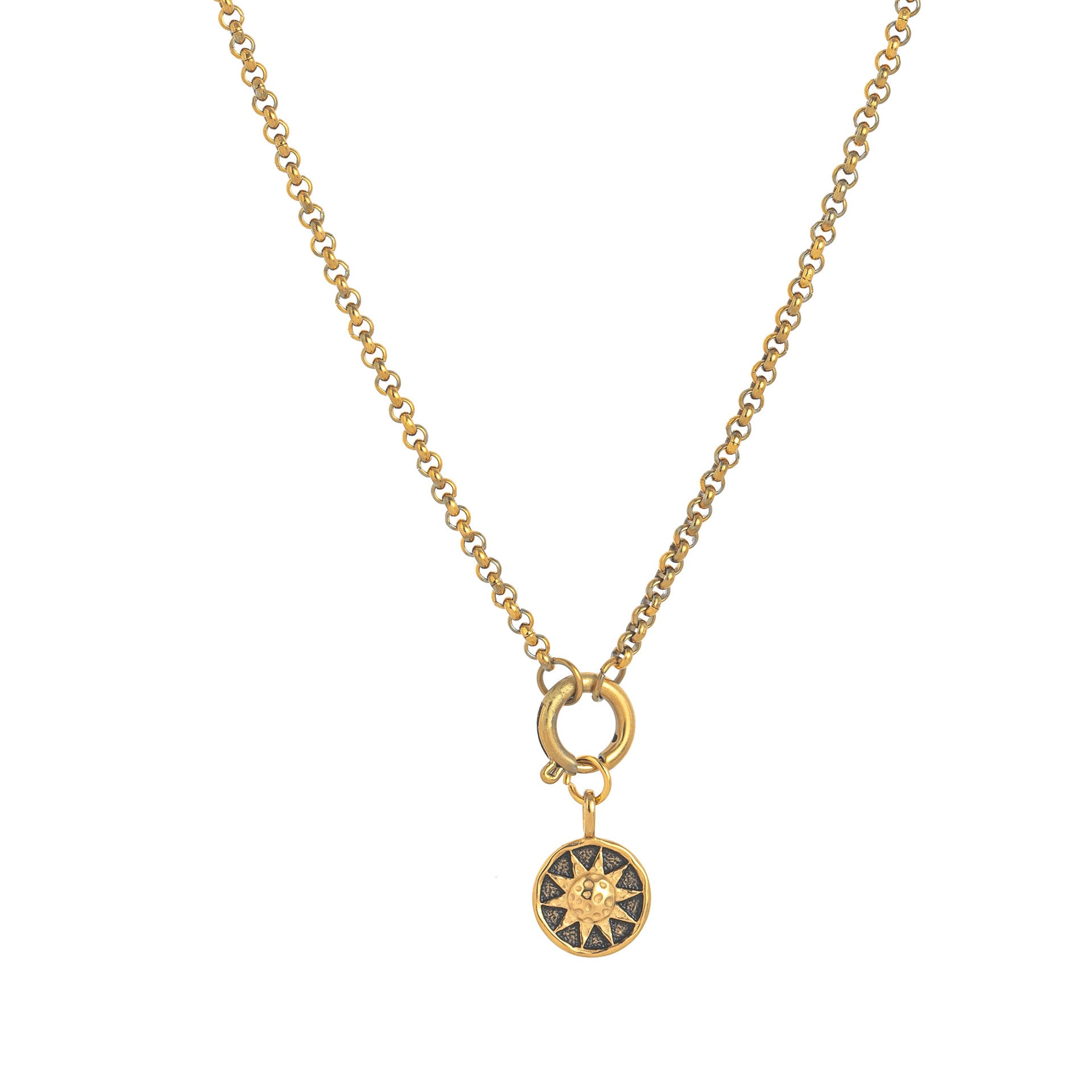 Wholesale Stainless steel sun necklace plated with 18K gold