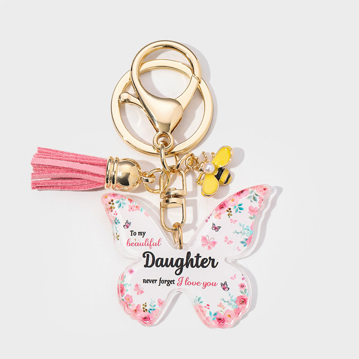 Wholesale 1PCS Arrival Butterfly Shape Acrylic MOM Pendant Key Chain Gift for Mother' s Day Valentine' s Day Anniversary
