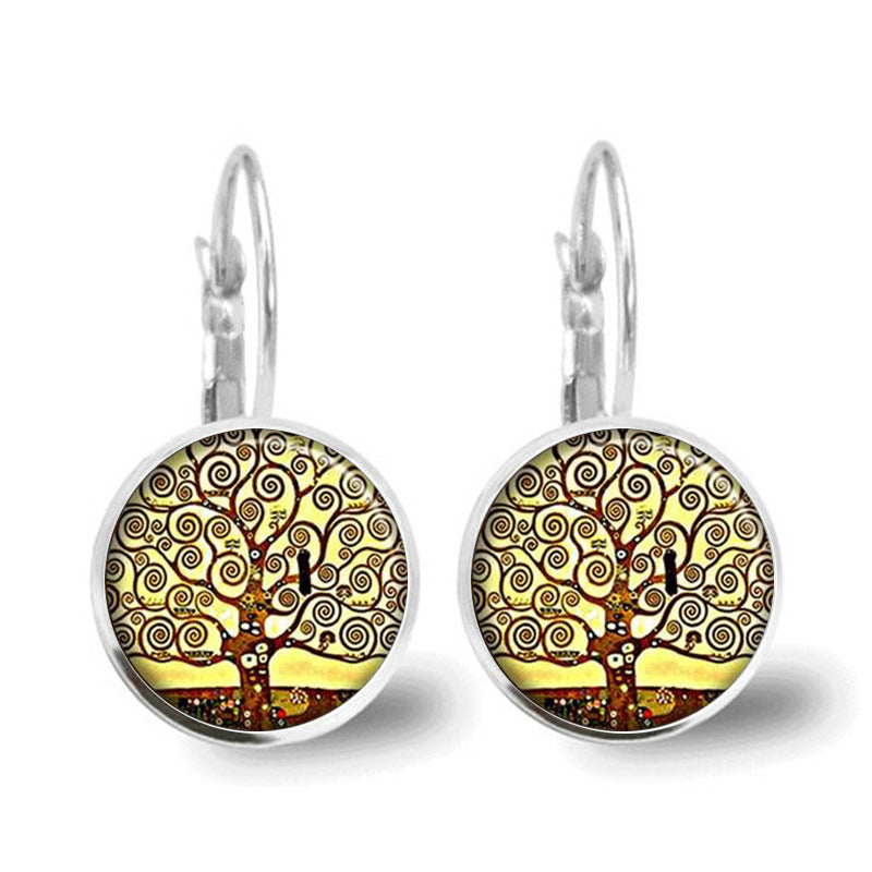 Wholesale Tree of Life Time Gemstone Earrings