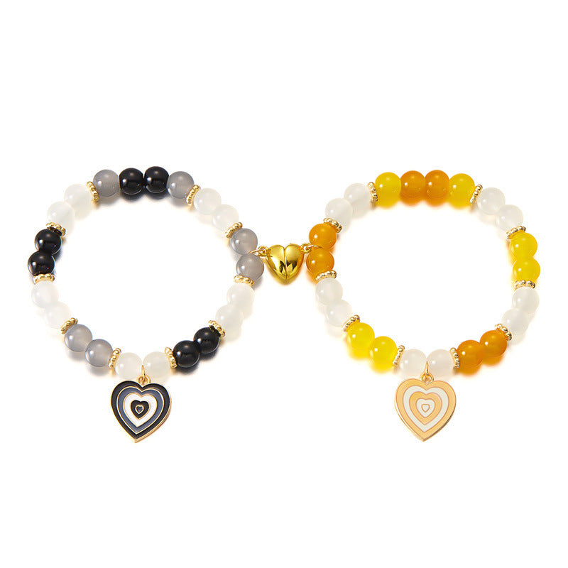 Wholesale  Hollow Love Beaded  Oil Dropping Heart-shaped Bracelet