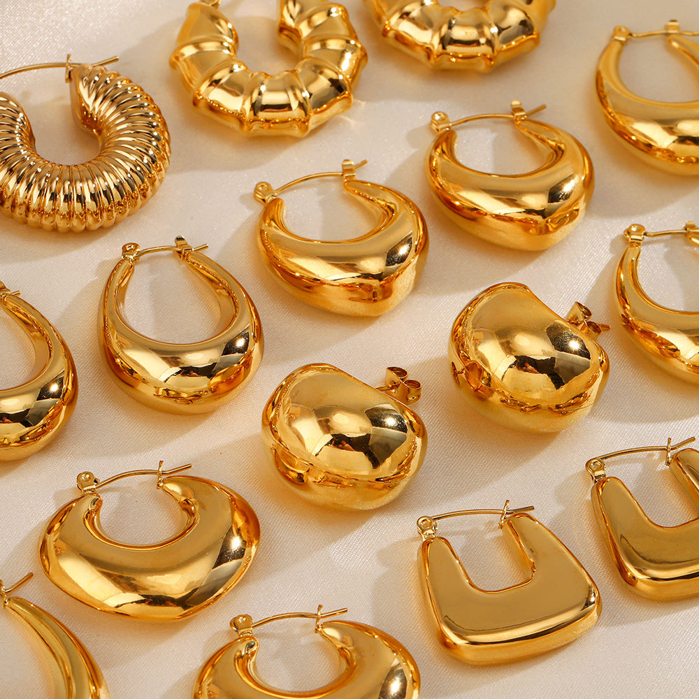 Wholesale Geometric Light Luxury Earrings Retro Stainless Steel Earrings ACC-ES-JiaLi003