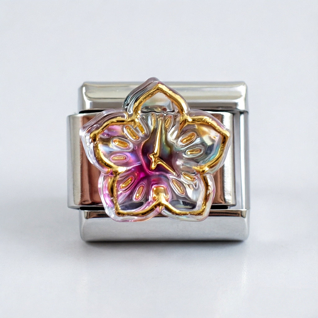 Wholesale Floral Italian Charm Bracelet Stainless Steel DIY Jewelry Accessory for Boutique Resale
