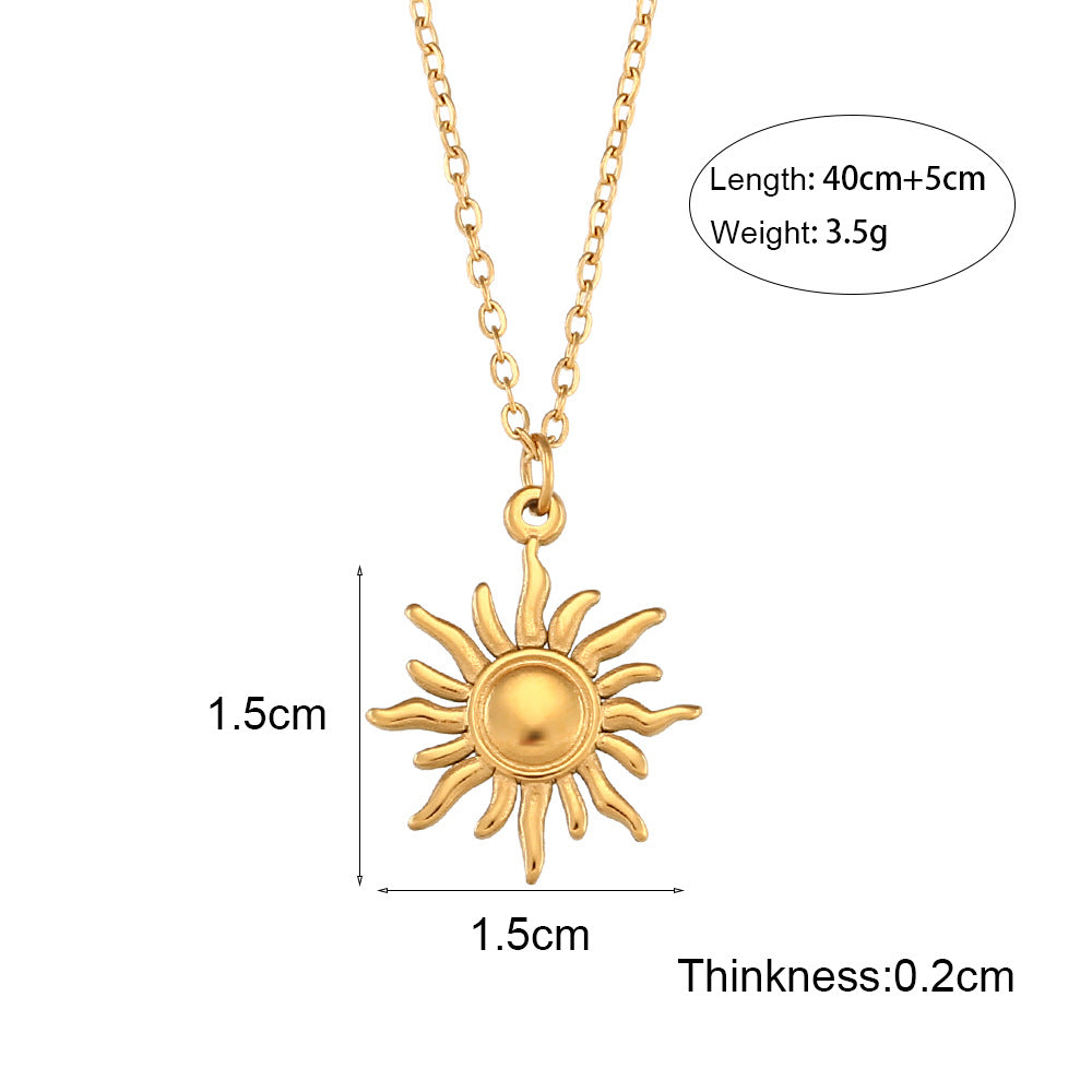 Wholesale O-shaped Chain Sun Moon Star Pendant Titanium Steel Necklace ACC-NE-MengJia001