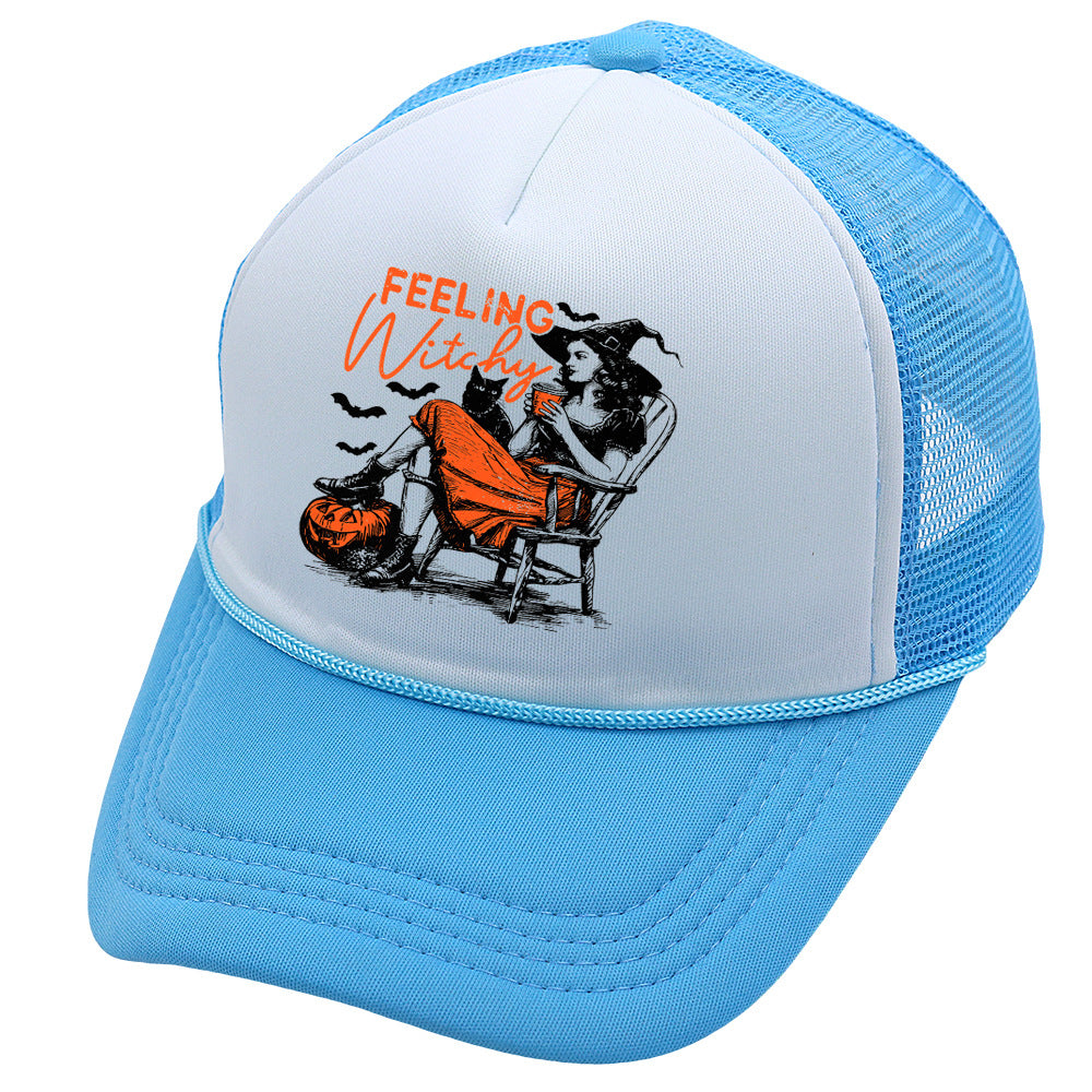 Wholesale Trucker Hat Halloween Pumpkin Witch Baseball Cap Printed Mesh Cap ACC-HT-HaiPu014