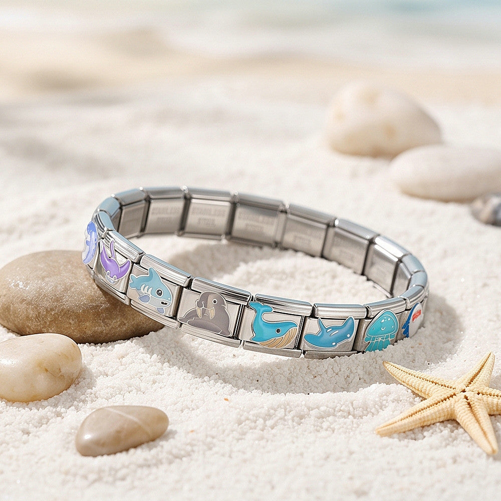 Wholesale Ocean Animal Themed Stainless Steel DIY Charm Bracelet,  Fashion Accessory Gift