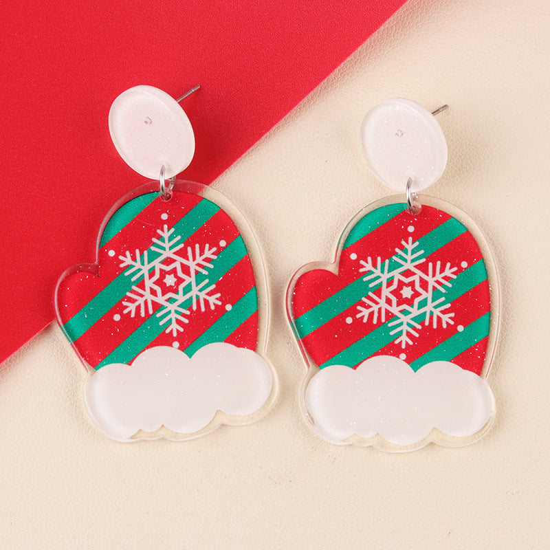 Wholesale  Christmas Cartoon  Candy Cane Gloves Earrings