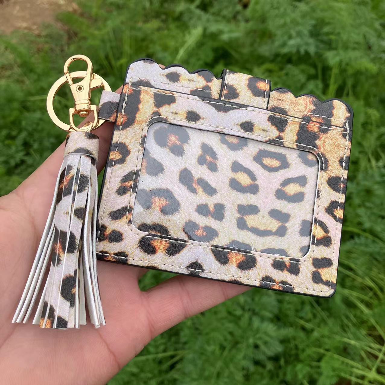 Wholesale Leopard Print Plaid Tie Dye Plaid Card Holder Keychain Wristlet Keychain ACC-KC-QiuXue008