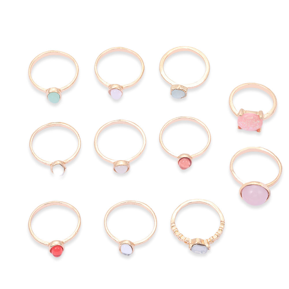 Wholesale  colorful candy color gem 11 suit ring
