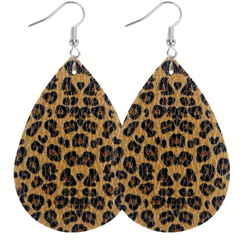 Wholesale Leopard Print Cow Pattern Women's Leather Earrings