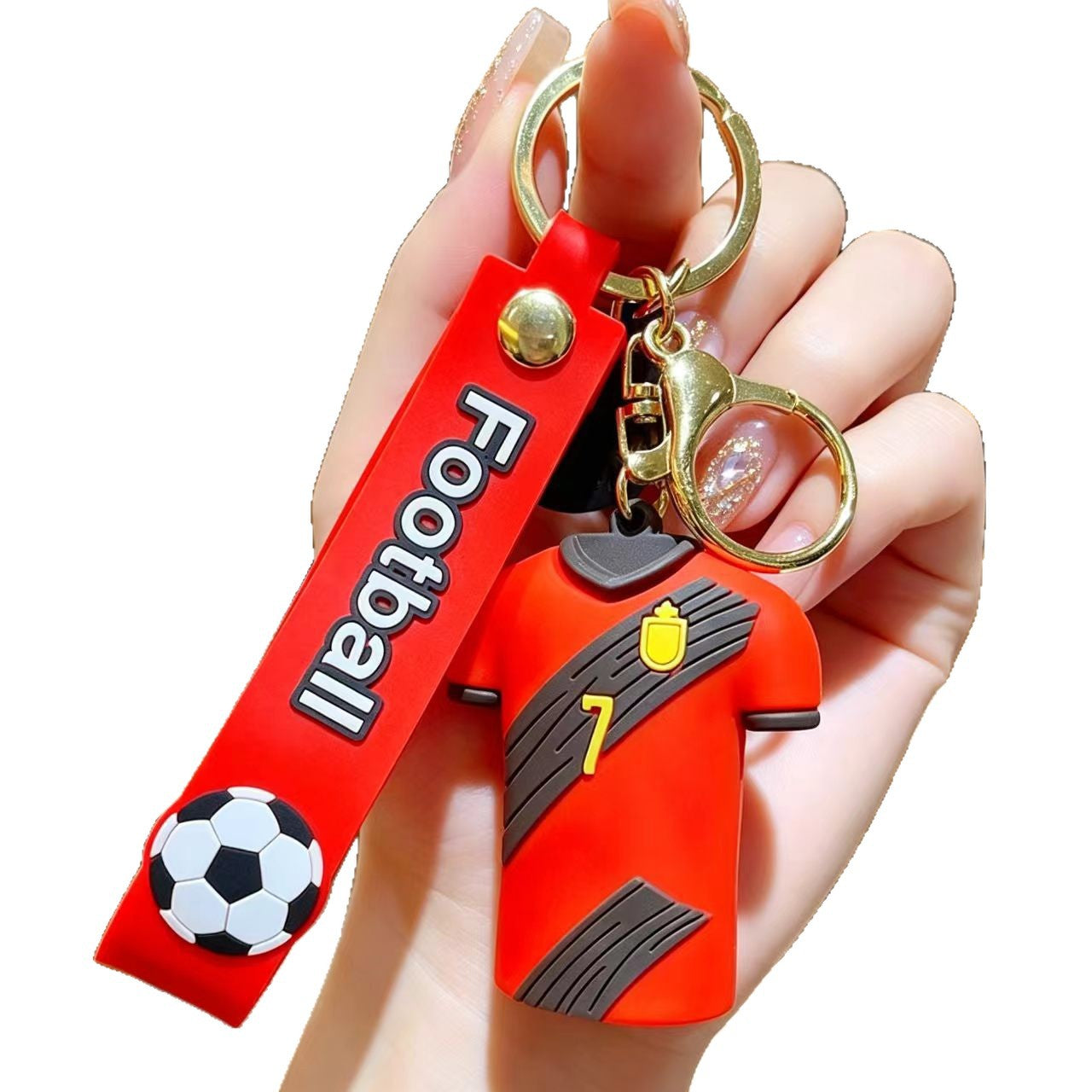 Wholesale # 10 Football Jersey Keychain - Pink PVC Decorative Car Key Accessory for Party Gifts or Resale
