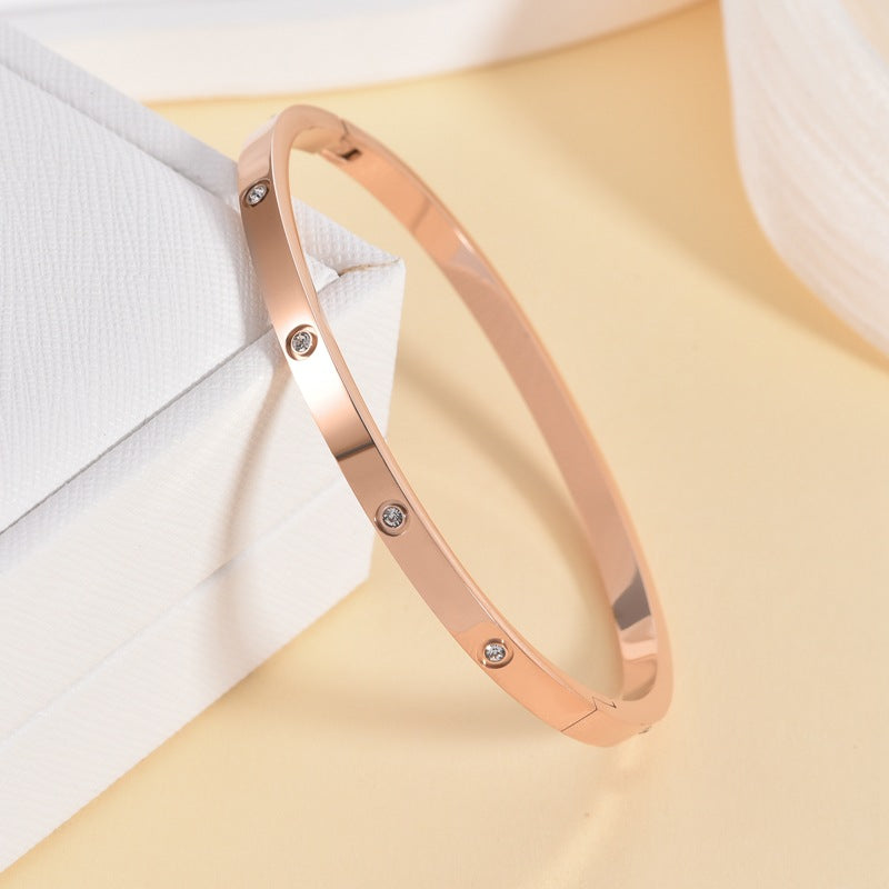 Wholesale Titanium Steel No Fading 4mm Diamond Buckle Bracelet ACC-BT-JunChen001