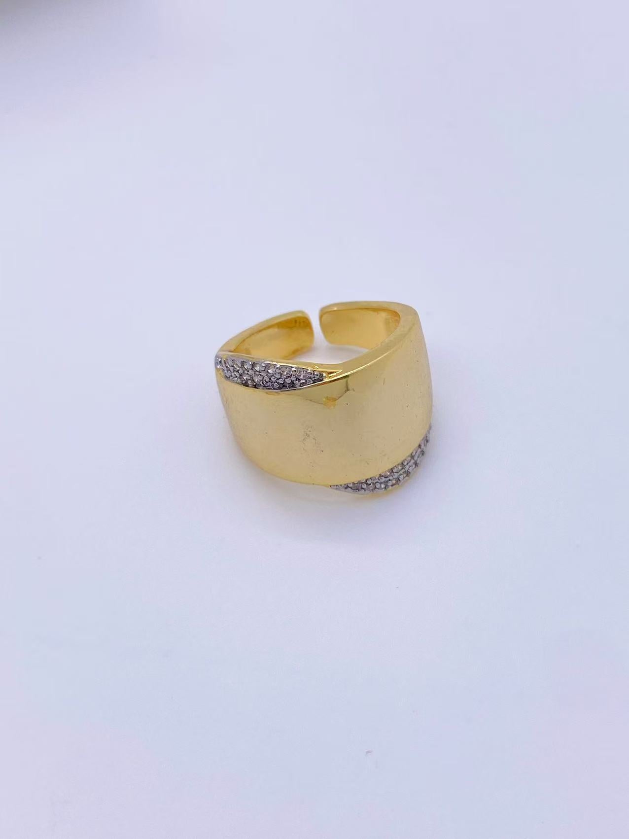 Wholesale Personality Titanium Steel Gold Plated Irregular Geometry Diamond Opening Ring